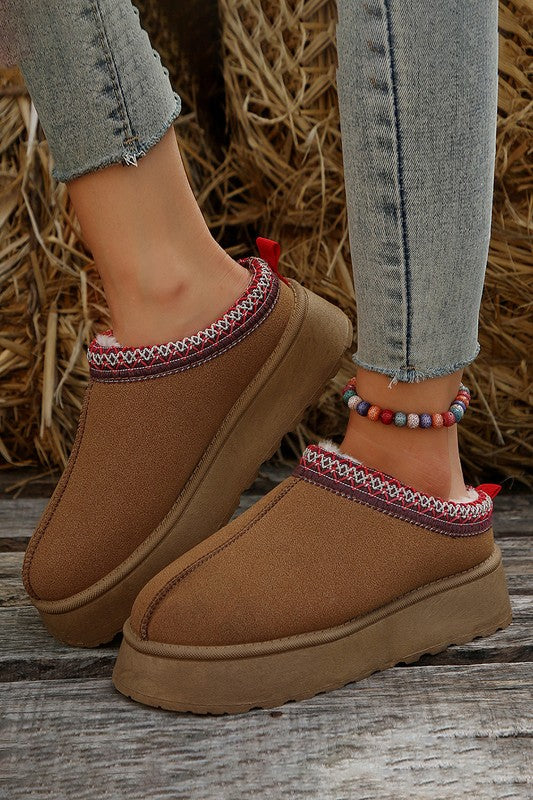 Contrast Print Suede Plush Lined Snow Boots - CHESTNUT BH023160-P2017 -