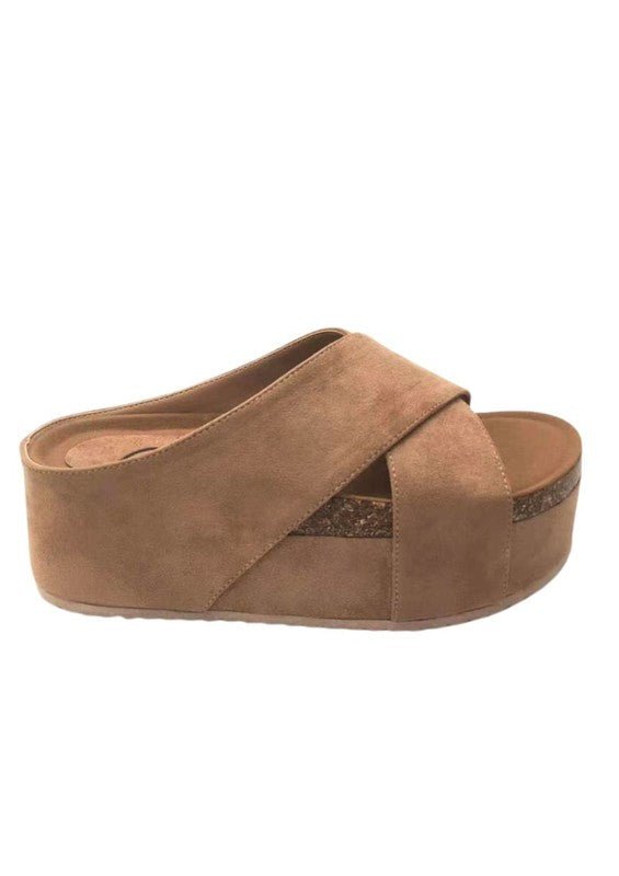 NINA CRISS-CROSS STRAPS COMFORTABLE FLATFORM - Almond -