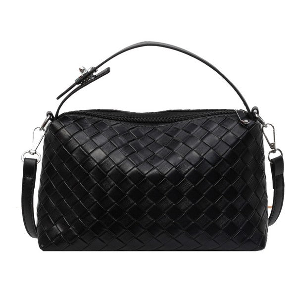 Mia Convertible Woven Crossbody Handbag - -