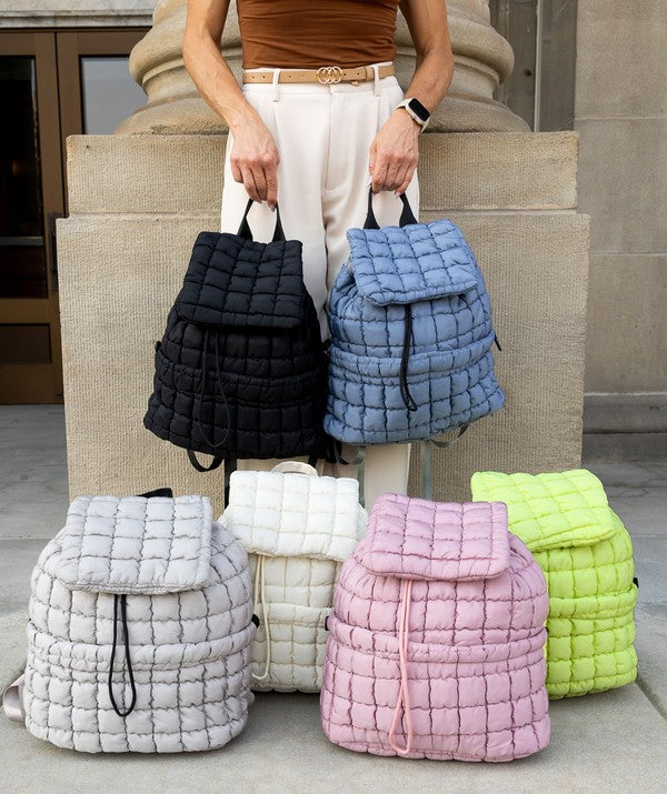 Stevie Quilted Puffer Backpack - -