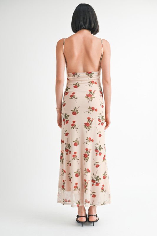 Cowl Neck Open Back Maxi Dress – Statement Style - -