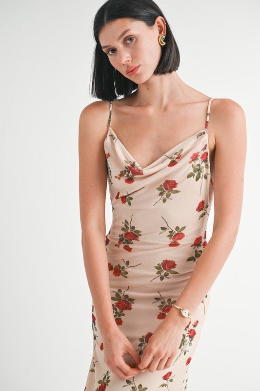 Cowl Neck Open Back Maxi Dress – Statement Style - -