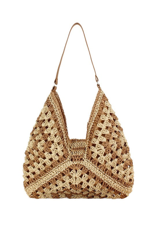 Dahlia Woven Straw Shoulder Bag - -