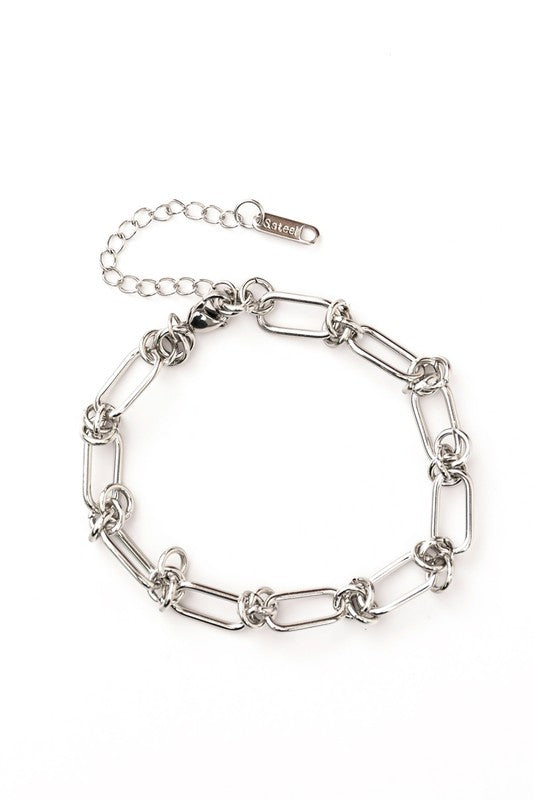 18K STAINLESS STEEL BARBED WIRE CHAIN BRACELET - -