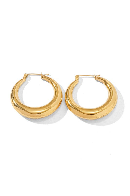 18K STAINLESS STEEL MOD HOOP EARRINGS - -