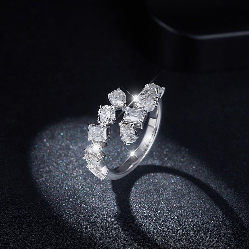 2.6 Carat Moissanite 925 Sterling Silver Bypass Ring - -
