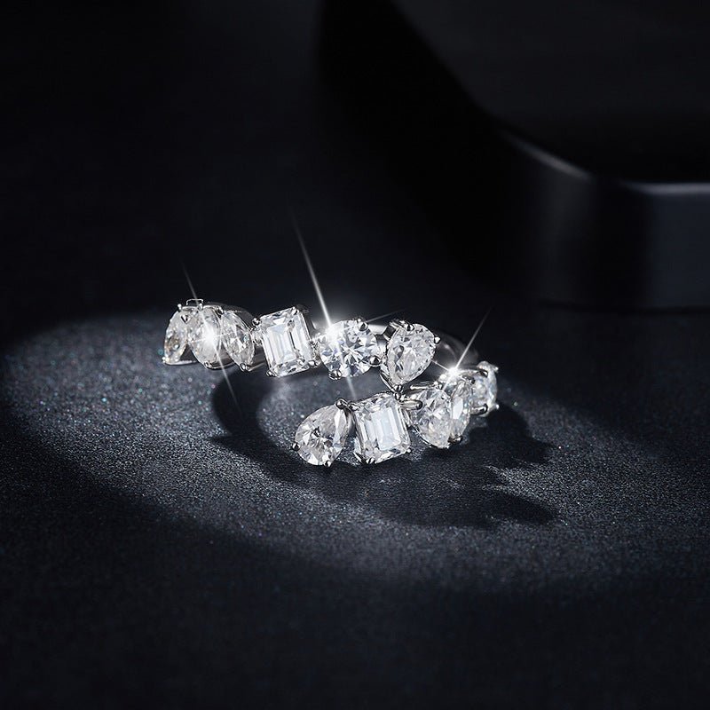 2.6 Carat Moissanite 925 Sterling Silver Bypass Ring - -
