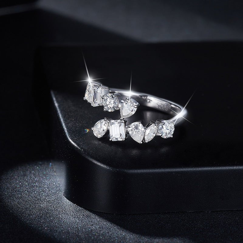 2.6 Carat Moissanite 925 Sterling Silver Bypass Ring - -