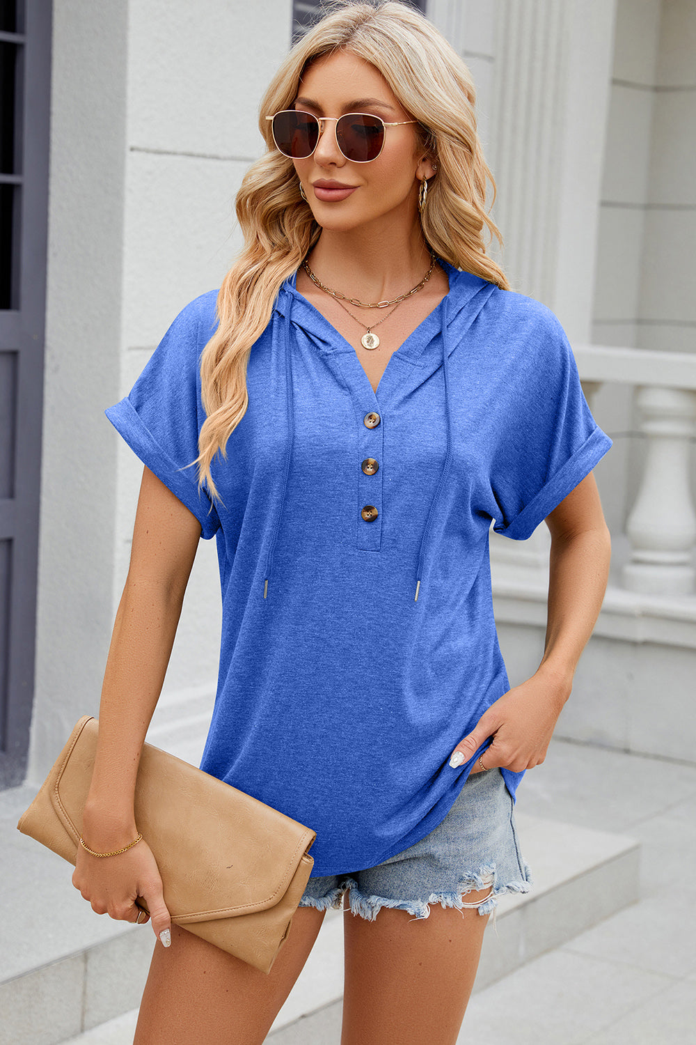 Florira Hooded Short Sleeve T-Shirt - -