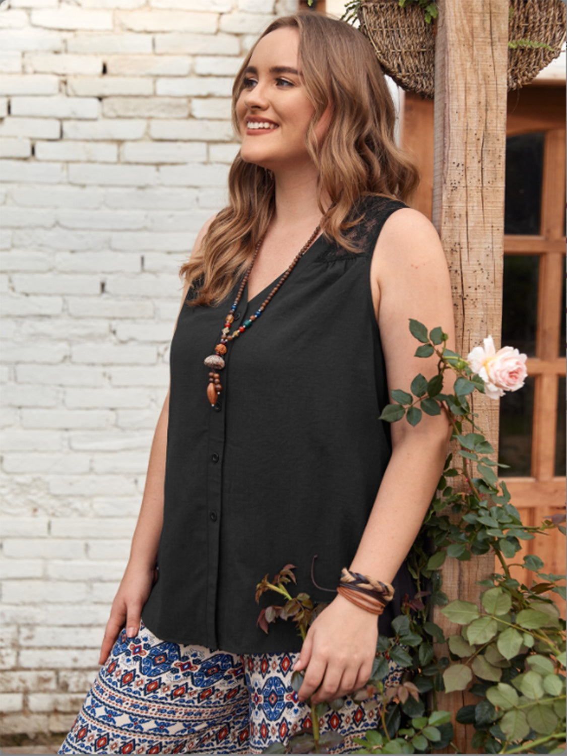 Plus Size V-Neck Tank - -