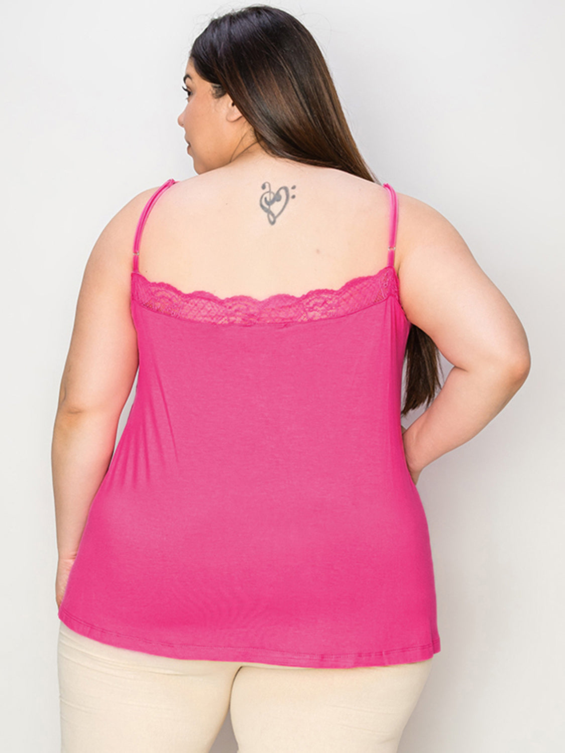 Basic Bae Full Size Lace Trim V-Neck Cami - -