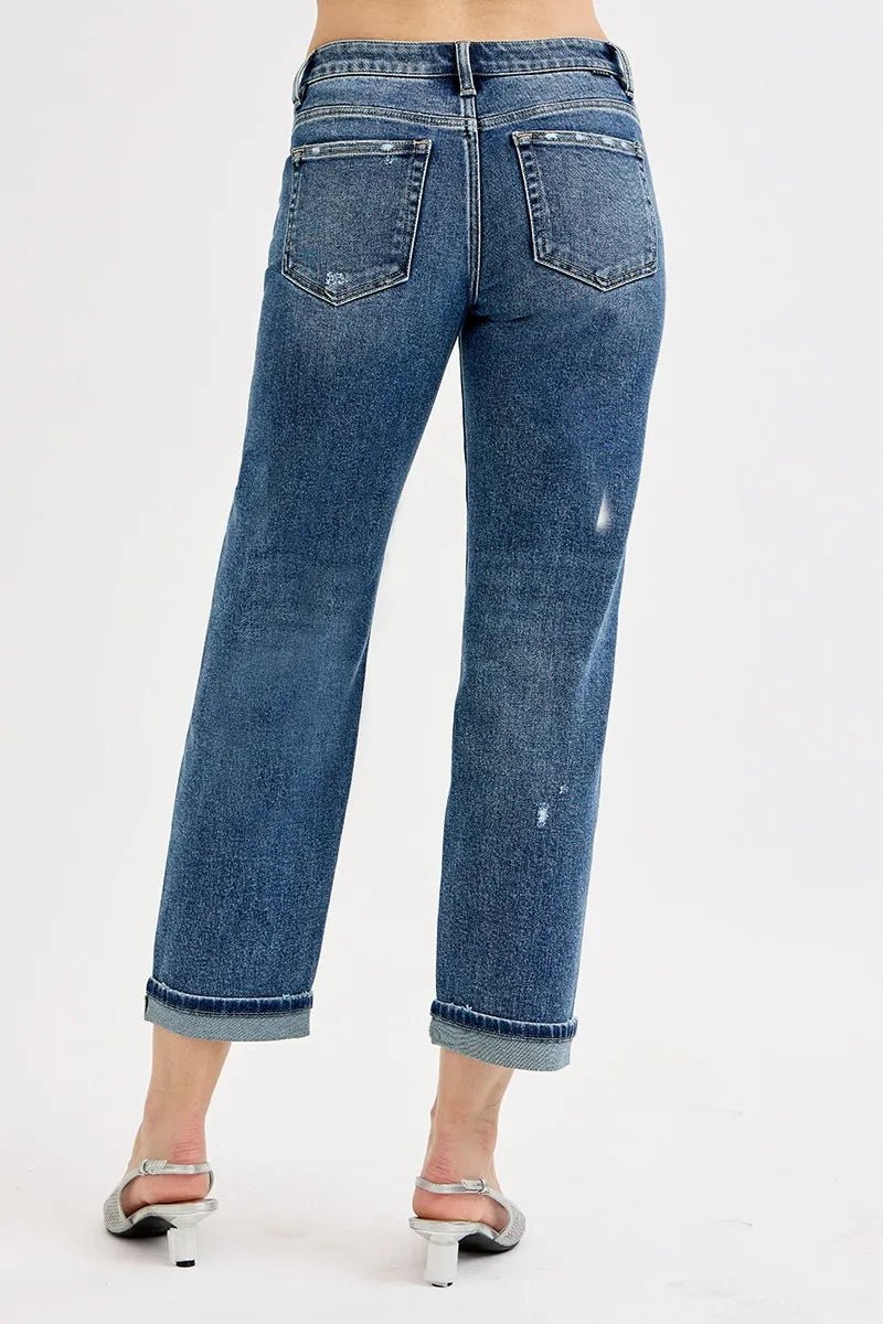 RISEN Full Size Low Rise Crop Boyfriend Jeans Plus Size - -