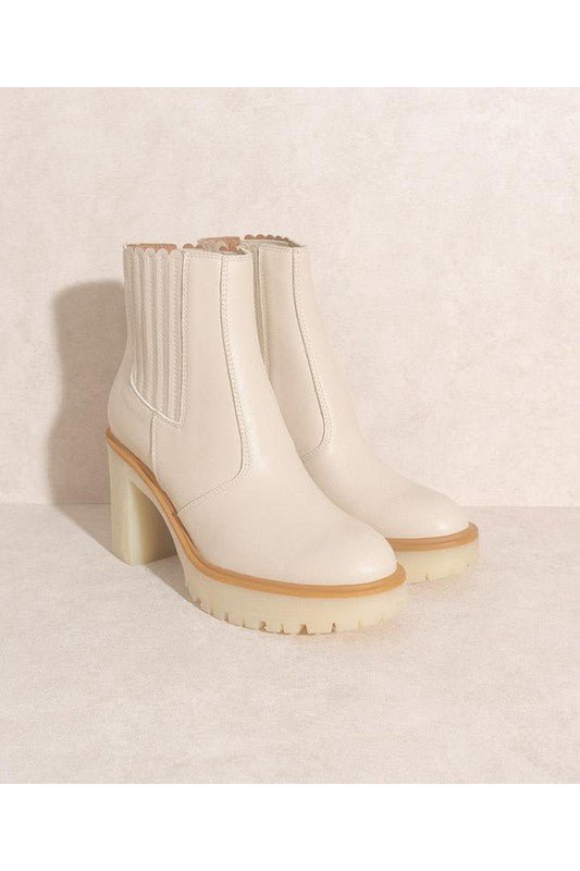 ANASTASIA- PANELED BOOTS - BEIGE -