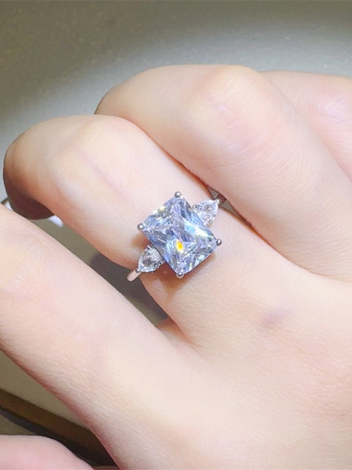 3 Carat Moissanite 925 Sterling Silver Square Shape Ring - -