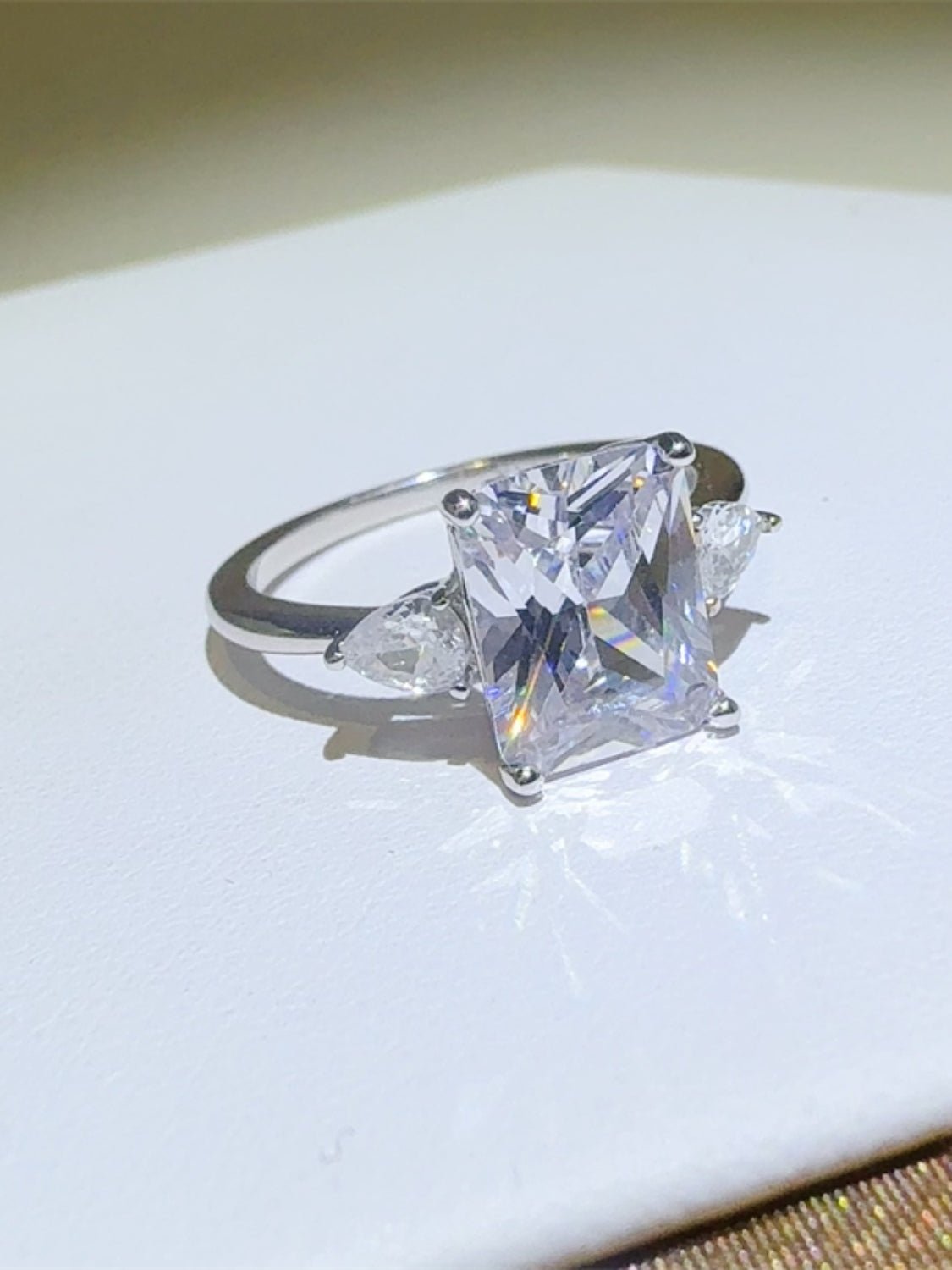 3 Carat Moissanite 925 Sterling Silver Square Shape Ring - -