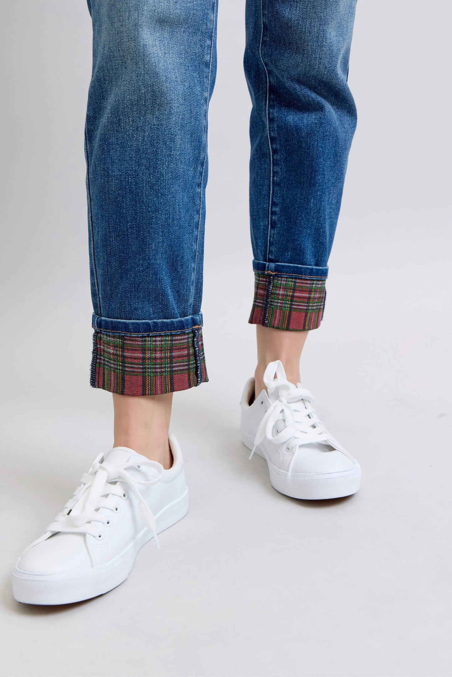 Judy Blue Full Size Mr Plaid Print Cuff Bf Jeans Plus Size – | Shannon’s Chique Boutique