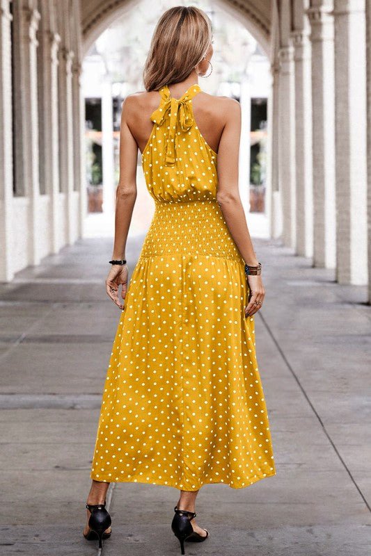 Polka Dot Halter Maxi Dress - Vintage Inspired – | Shannon’s Chique Boutique