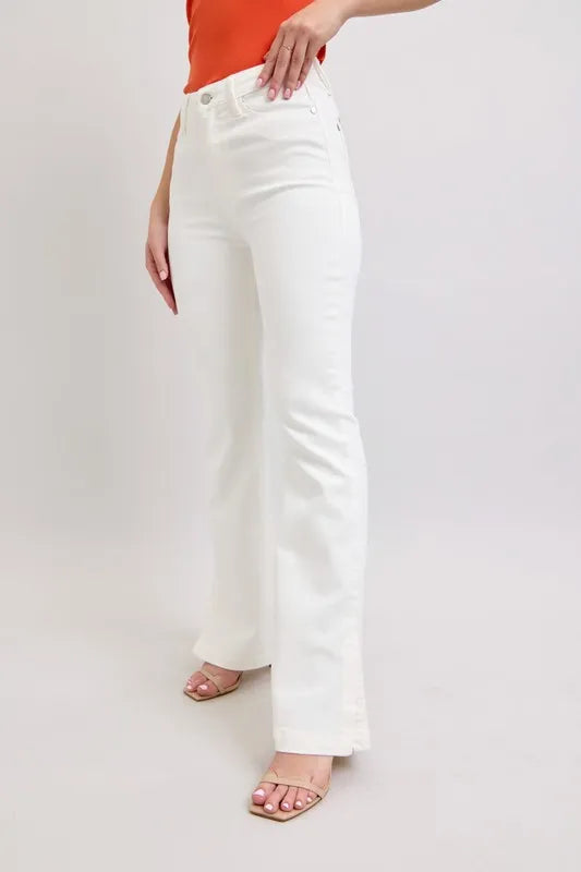 Judy Blue Full Size High Waist Side Slit Slim Bootcut Jeans Plus Size.