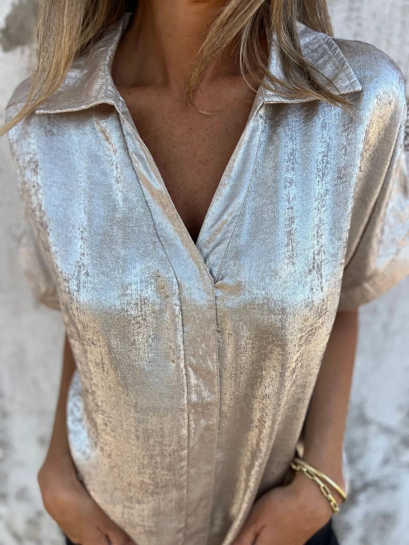 Shannon's Chique Boutique - Plus Size Collared Shirt - -