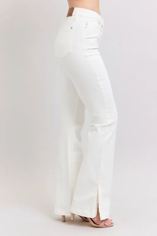 Judy Blue Full Size High Waist Side Slit Slim Bootcut Jeans Plus Size.