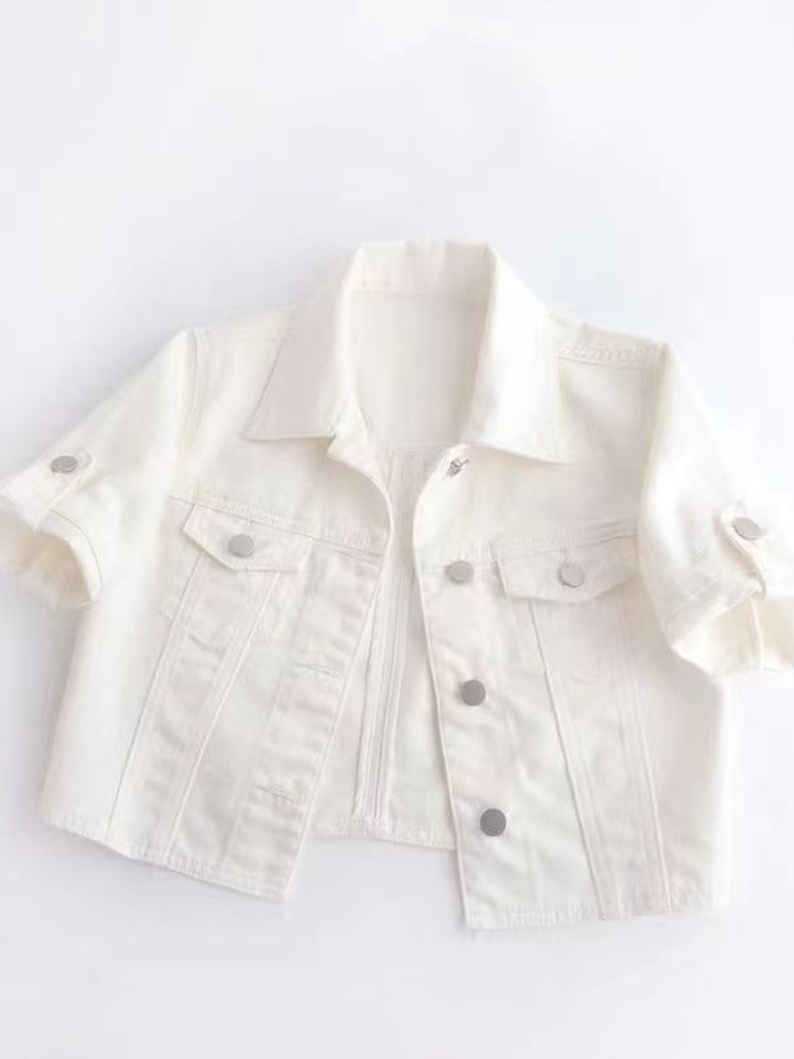 Full Size Cropped Denim Jacket Plus Size - -