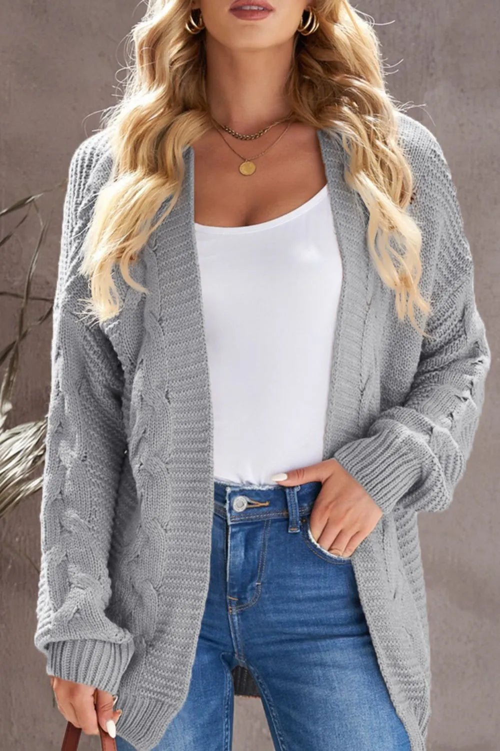 Cable - Knit Open Front Cardigan - Cozy Knitwear – | Shannon’s Chique Boutique