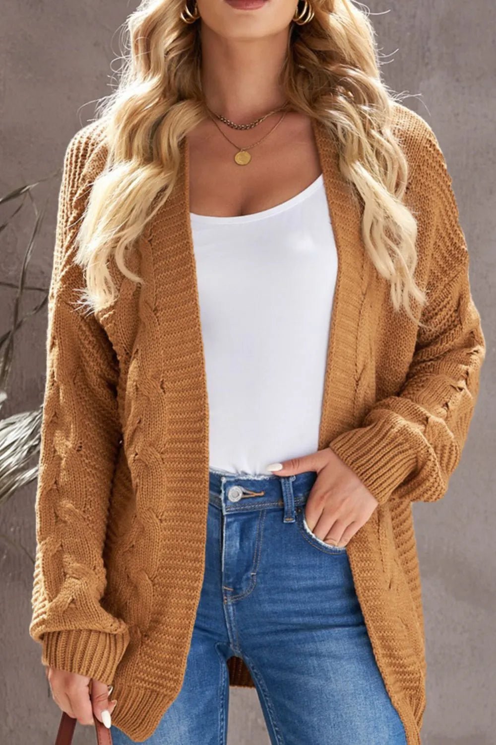 Cable - Knit Open Front Cardigan - Cozy Knitwear – | Shannon’s Chique Boutique