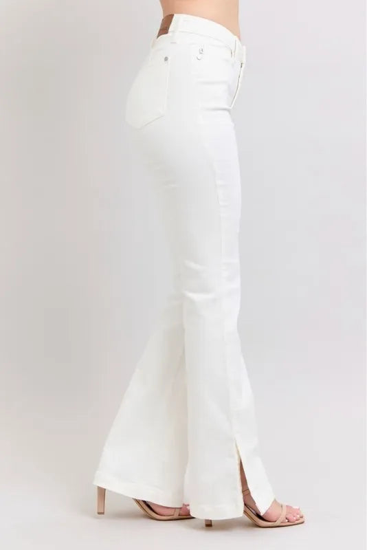 Judy Blue Full Size High Waist Side Slit Slim Bootcut Jeans Plus Size.