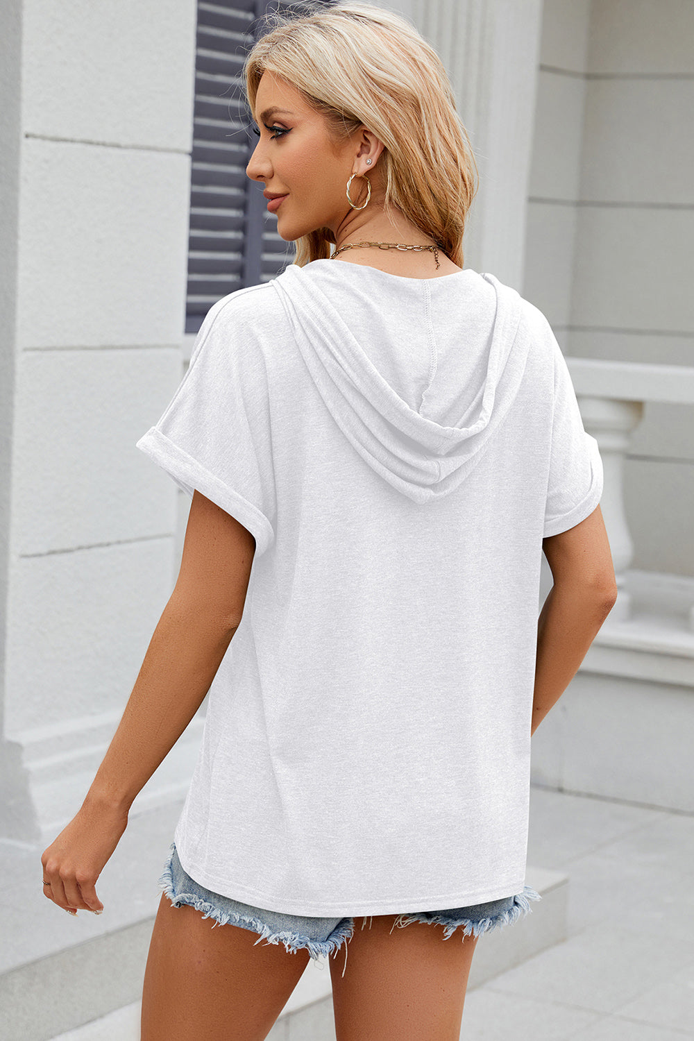 Florira Hooded Short Sleeve T-Shirt - -
