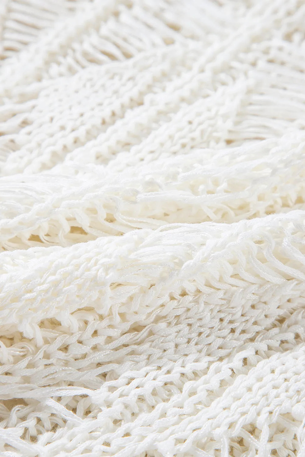 Cutout Round Neck Long Sleeve Knit Cover Up - -