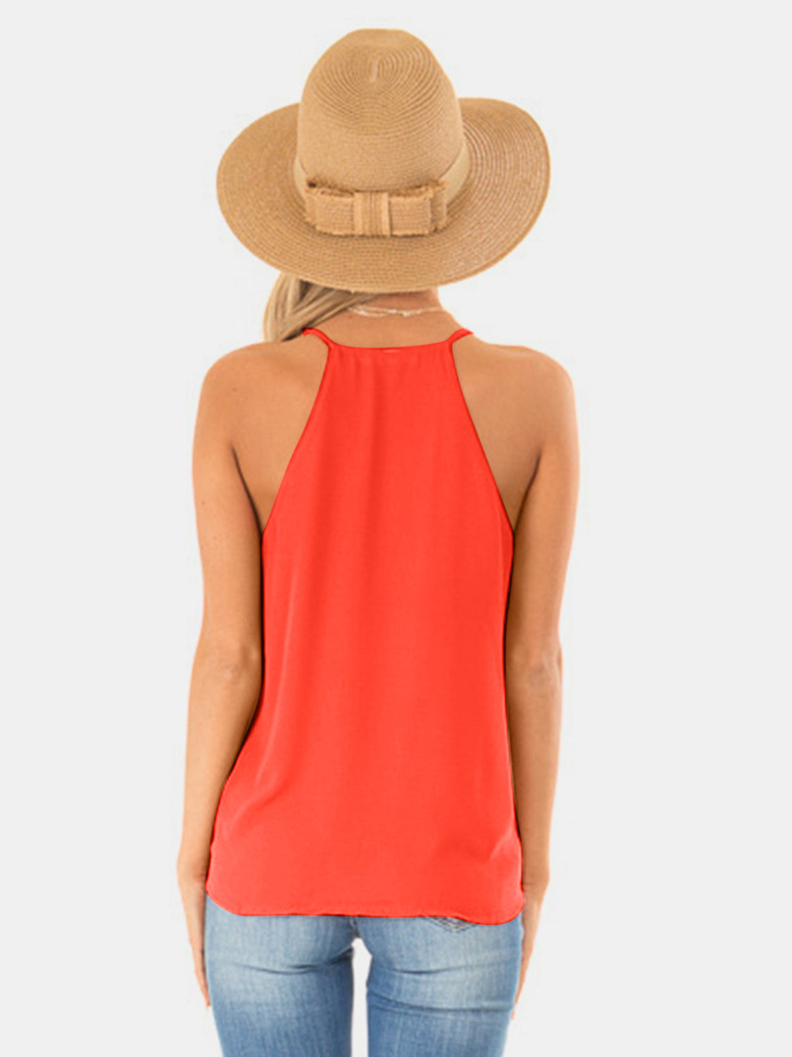 Full Size Surplice Spaghetti Strap Top - -