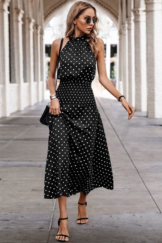 Polka Dot Halter Maxi Dress - Vintage Inspired – | Shannon’s Chique Boutique