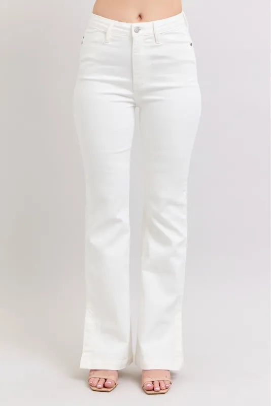 Judy Blue Full Size High Waist Side Slit Slim Bootcut Jeans Plus Size.