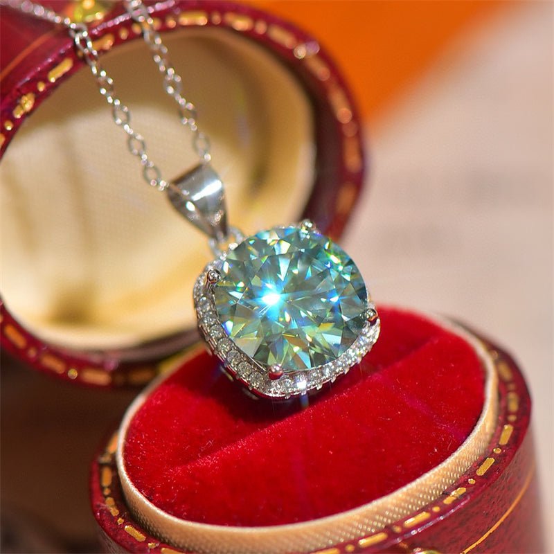 5 Carat Moissanite 925 Sterling Silver Pendant Necklace - -