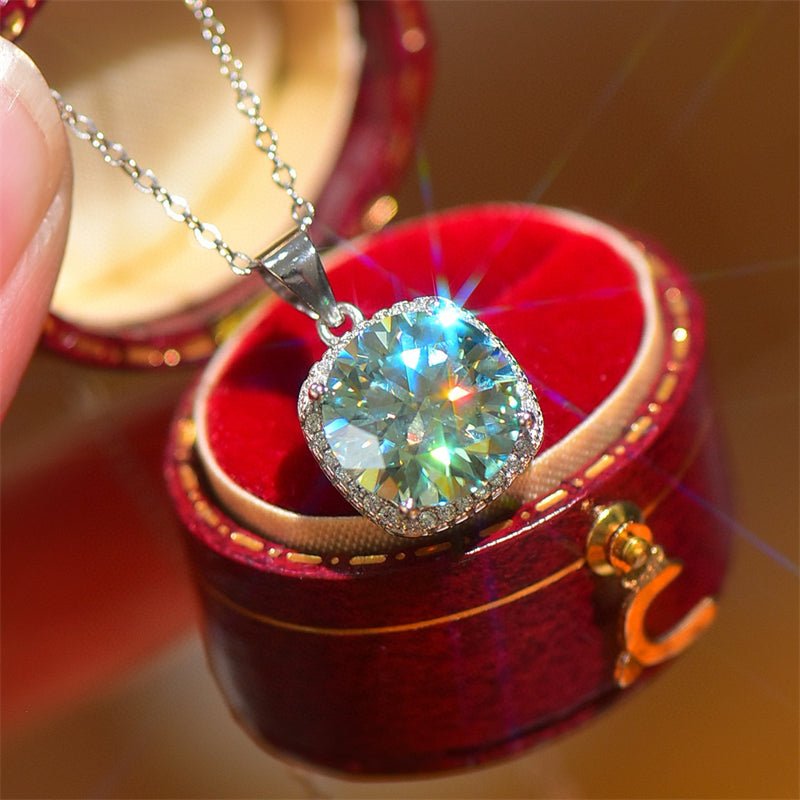 5 Carat Moissanite 925 Sterling Silver Pendant Necklace - -
