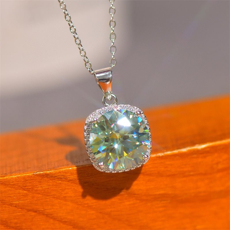 5 Carat Moissanite 925 Sterling Silver Pendant Necklace - -