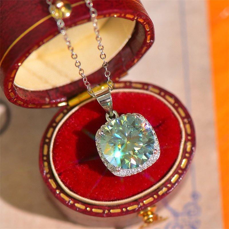 5 Carat Moissanite 925 Sterling Silver Pendant Necklace - -