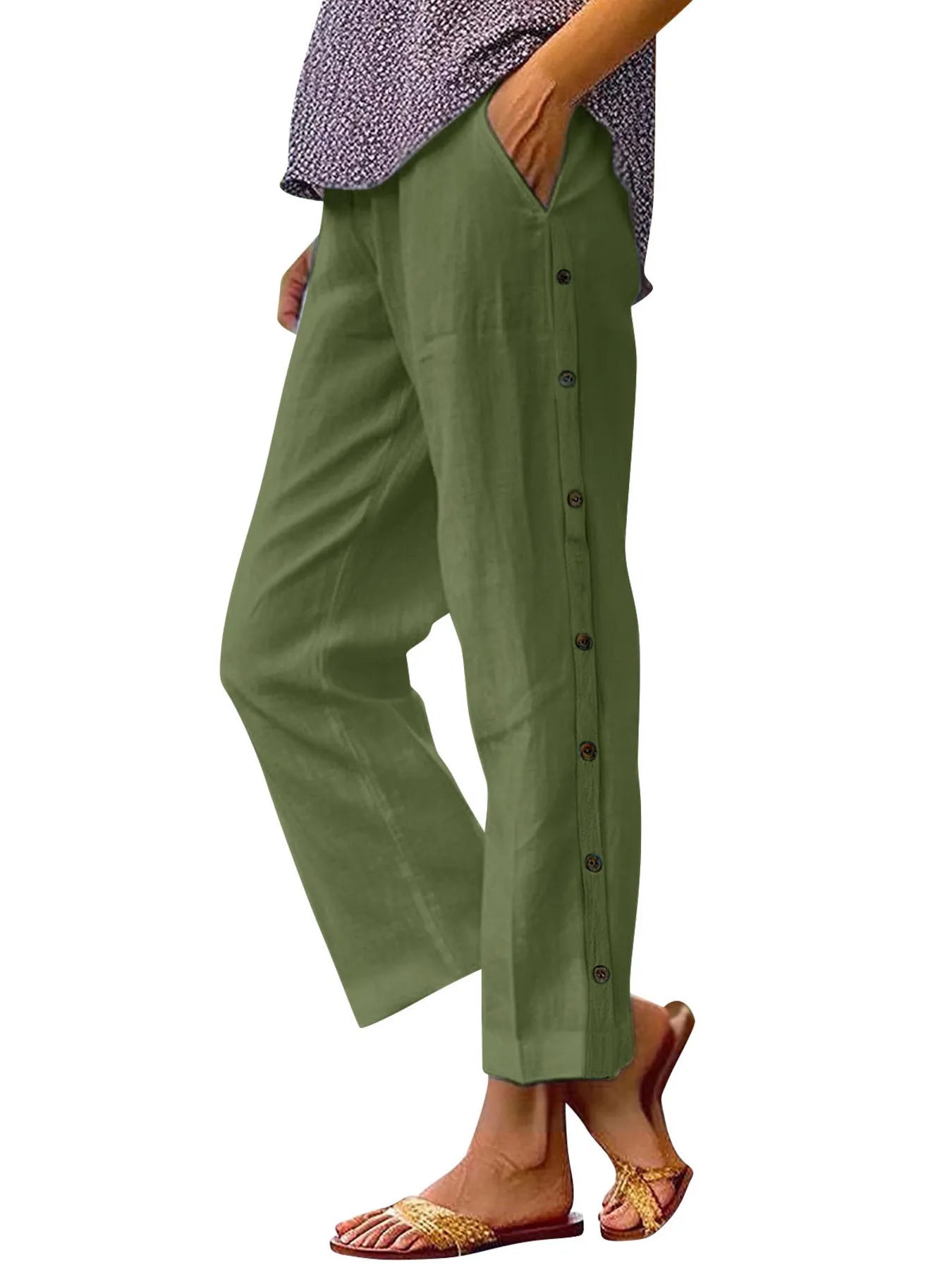 Coastal Stroll – Button Linen Pants – | Shannon’s Chique Boutique