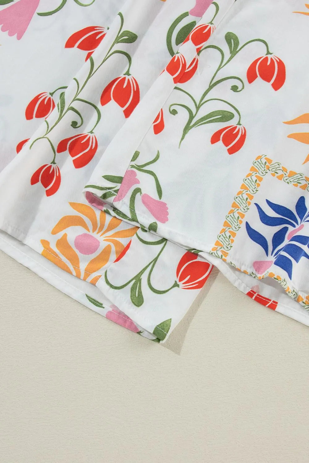 Printed Square Neck Top and Pants Set - -