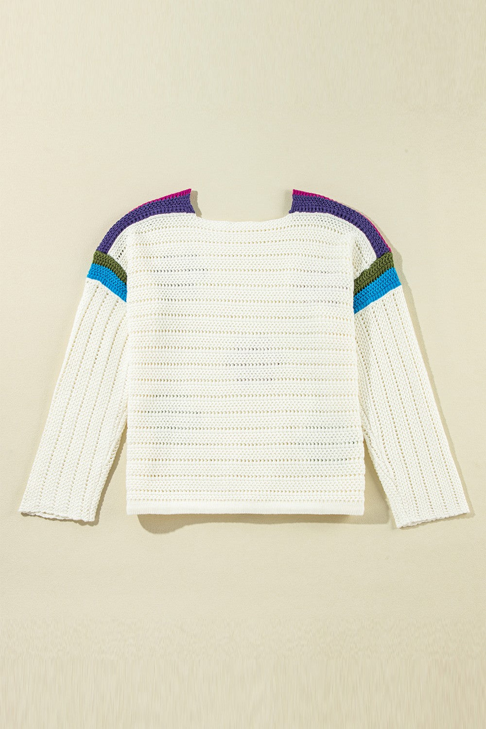 Flower Round Neck Long Sleeve Sweater - -