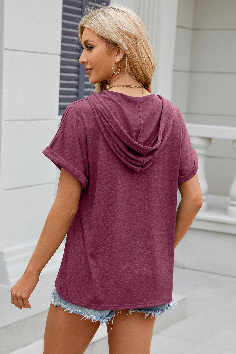 Florira Hooded Short Sleeve T-Shirt - -