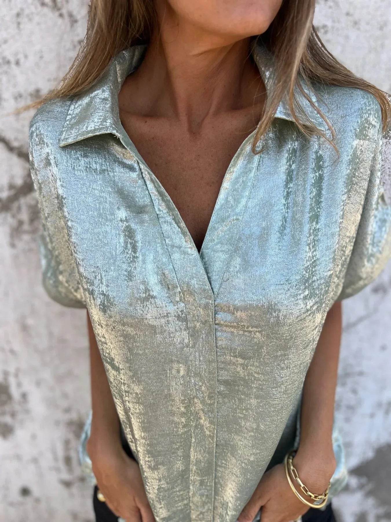 Shannon's Chique Boutique - Plus Size Collared Shirt - -