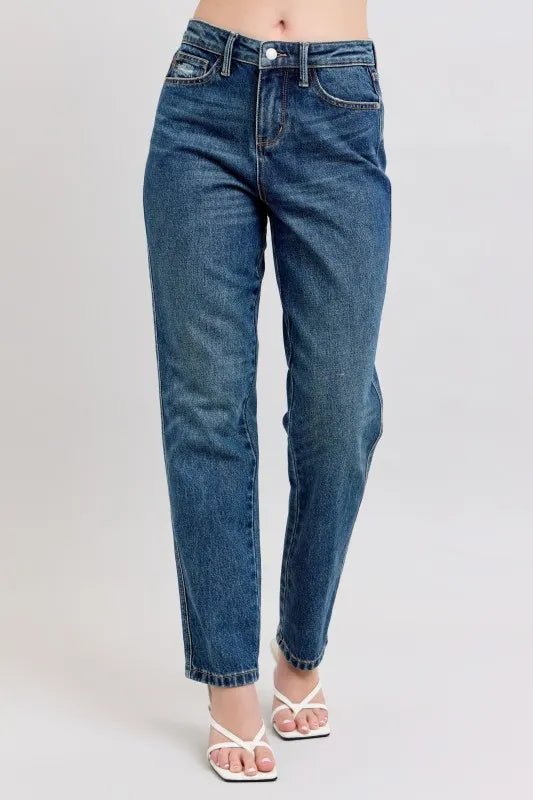 Judy Blue Full Size High Waisted Rigid Magic Non - destroy Straight Leg Jeans Plus Size – | Shannon’s Chique Boutique