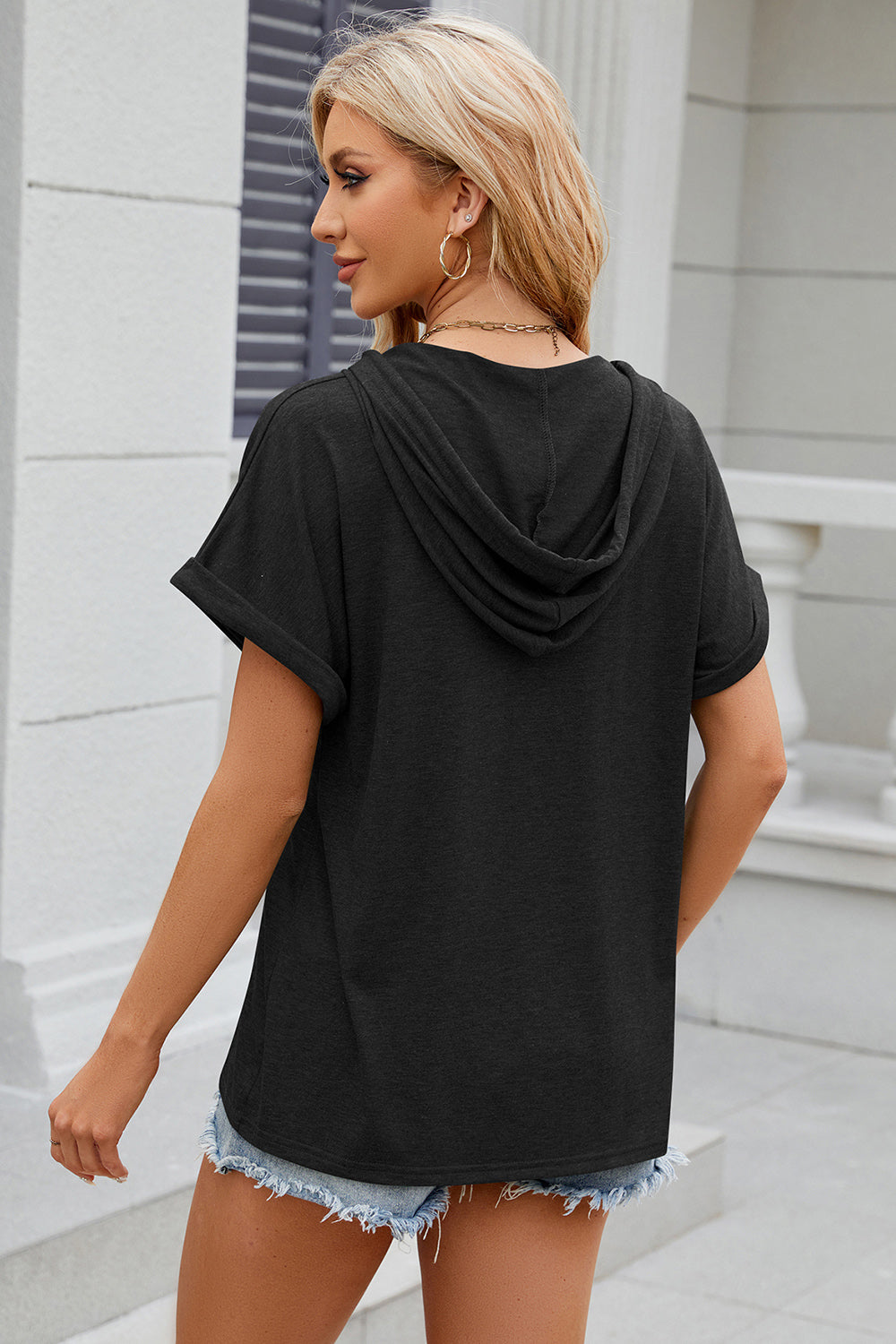 Florira Hooded Short Sleeve T-Shirt - -