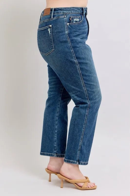 Judy Blue Full Size High Waisted Rigid Magic Non - destroy Straight Leg Jeans Plus Size – | Shannon’s Chique Boutique