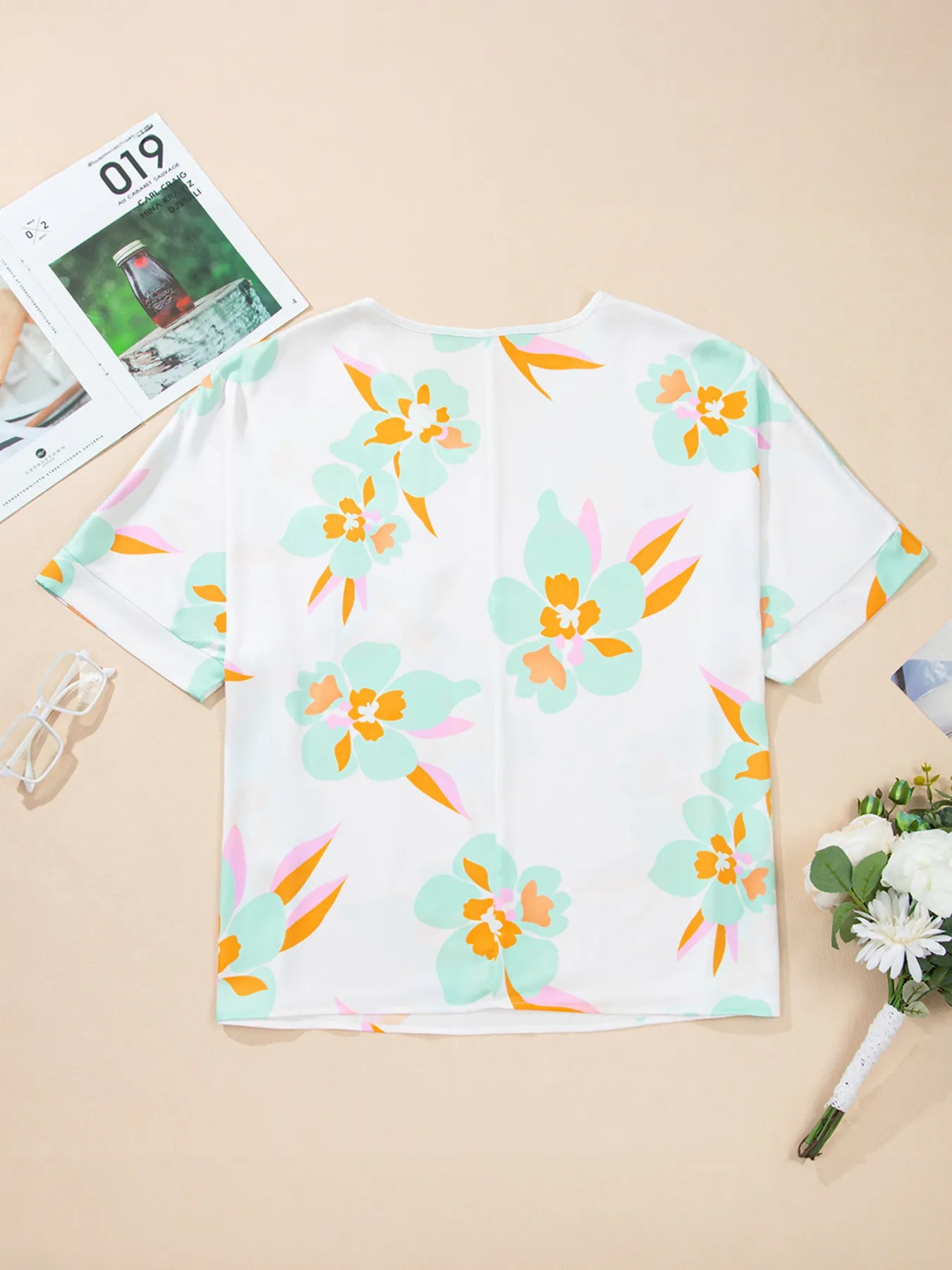 Floral Print Loose Fit V Neck Half Sleeve Blouse – | Shannon’s Chique Boutique