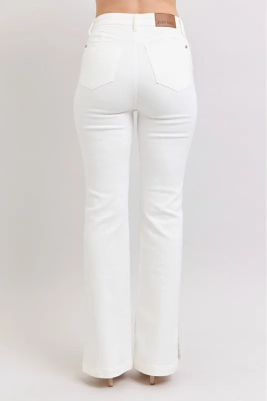 Judy Blue Full Size High Waist Side Slit Slim Bootcut Jeans Plus Size.