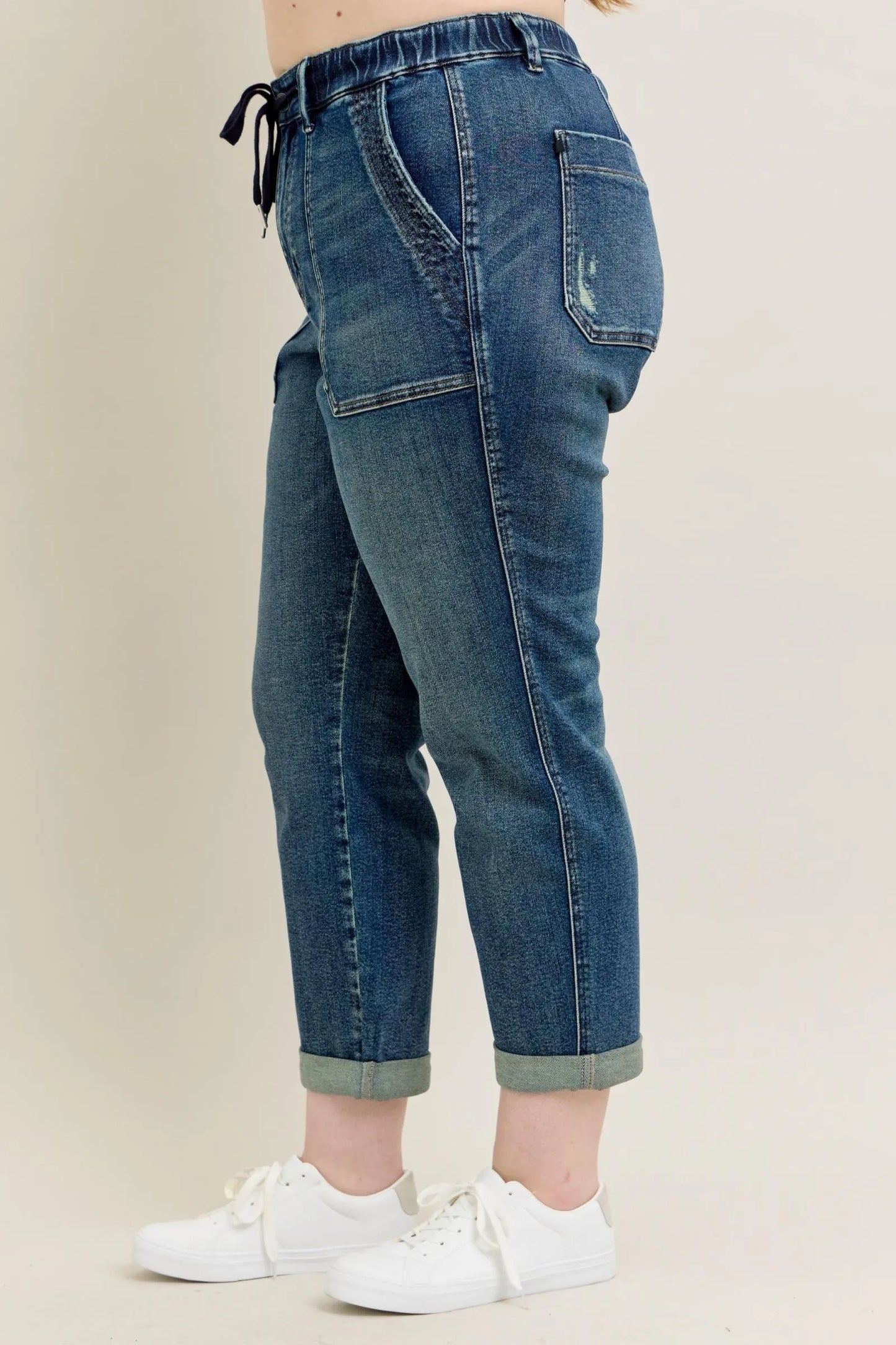 Judy Blue Full Size HW Vintage Wash Jeans w/ Drawstring Plus Size – | Shannon’s Chique Boutique