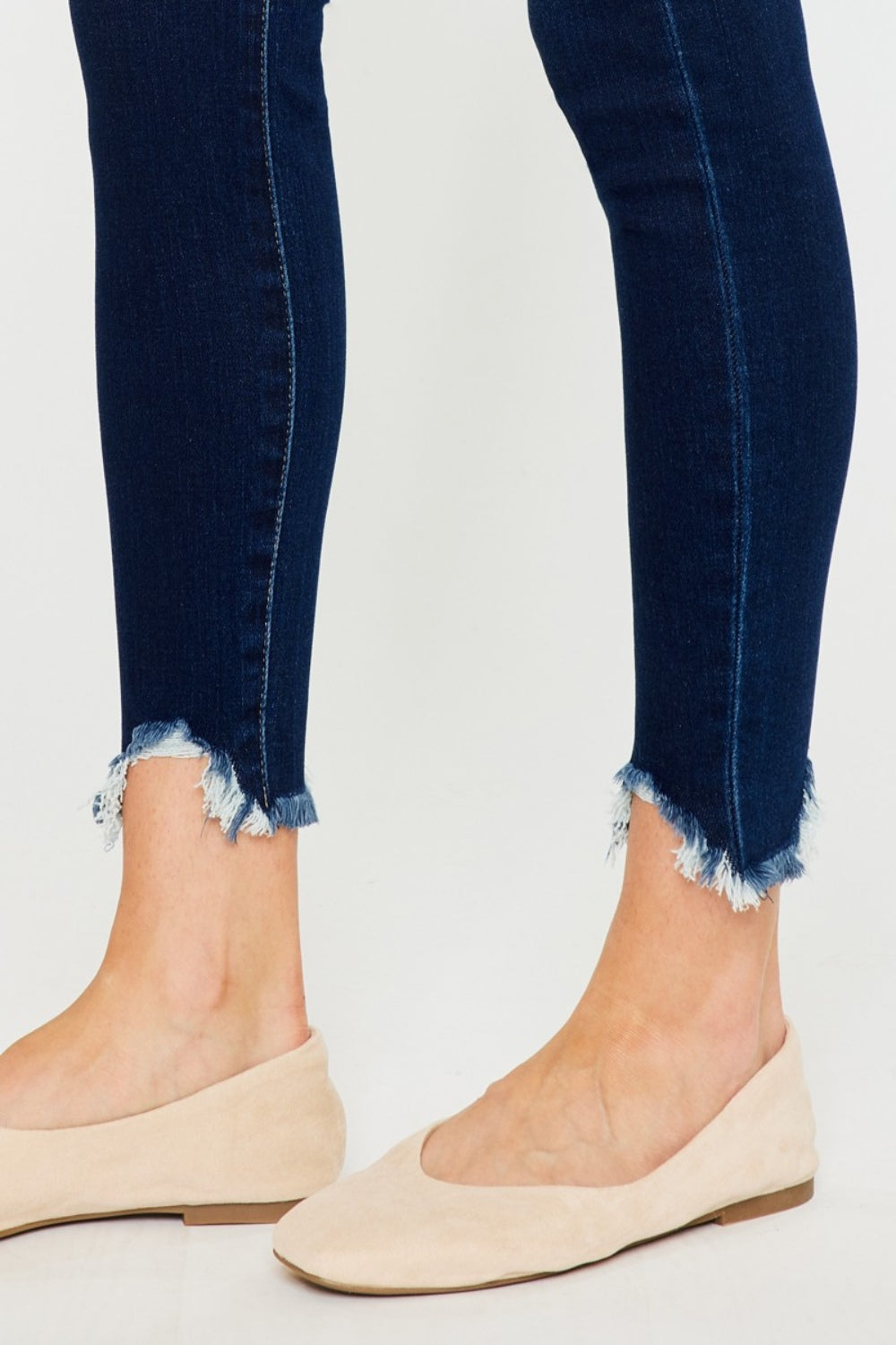 Kancan Full Size High Rise Frayed Ankle Skinny Jeans - -