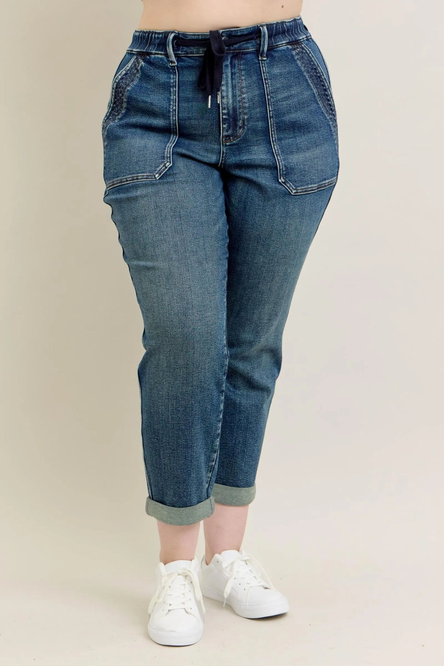 Judy Blue Full Size HW Vintage Wash Jeans w/ Drawstring Plus Size – | Shannon’s Chique Boutique